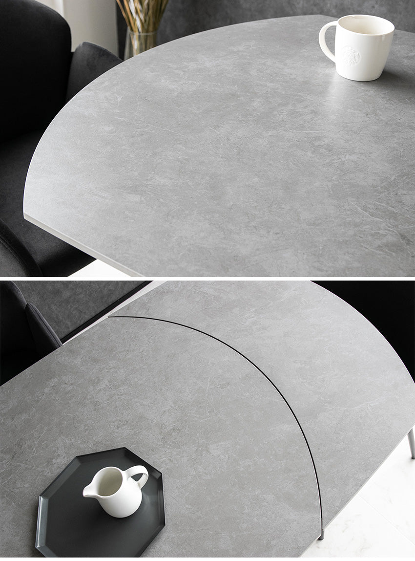 ダイニングテーブル 伸縮 伸長式 120～180×90cm 大理石柄 セラミック ホワイト グレー